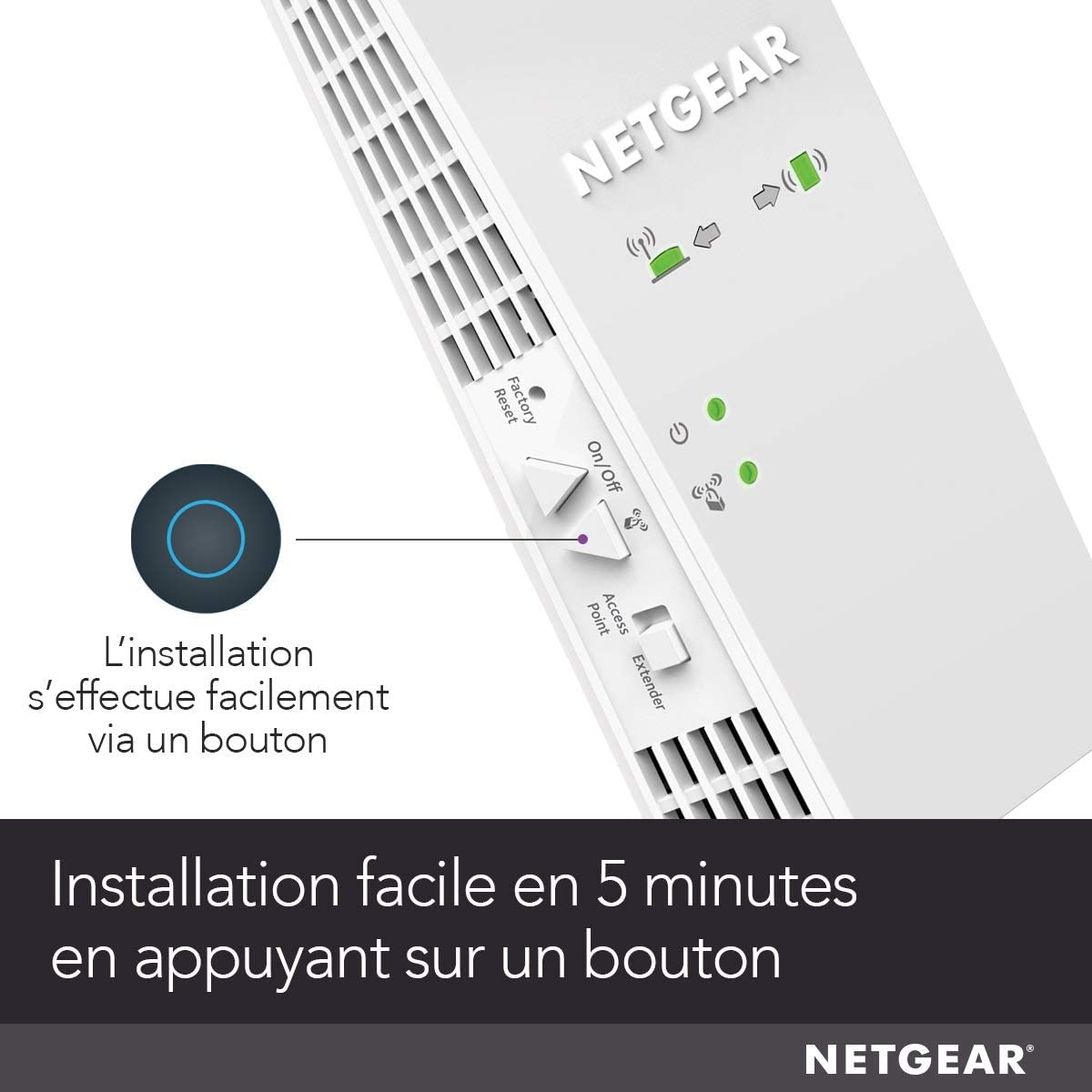 NETGEAR Répéteur WiFi Mesh (EX6250), Amplificateur WiFi AC1750