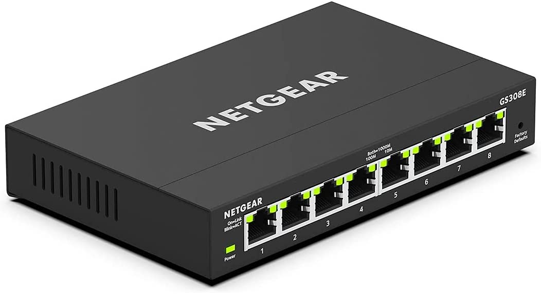 NETGEAR ( GS308E-100PES)Switch Ethernet 8 Ports RJ45 Métal Gigabit  Manageable – Votre partenaire hi-tech !
